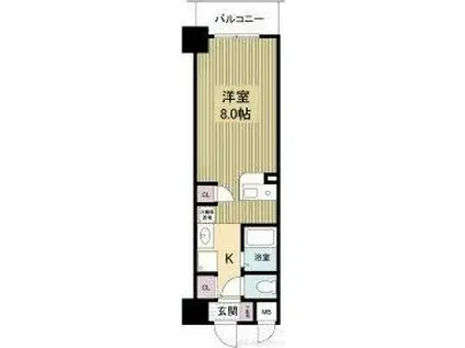 レジディア天神橋(1K/4階)の間取り写真