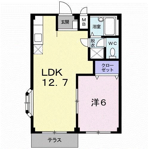 ミューズ松本I(1LDK/1階)の間取り写真