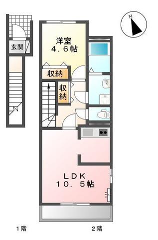 DURATE REVE(1LDK/2階)の間取り写真