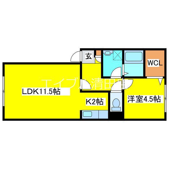シャルマンドミール(1LDK/2階)の間取り写真