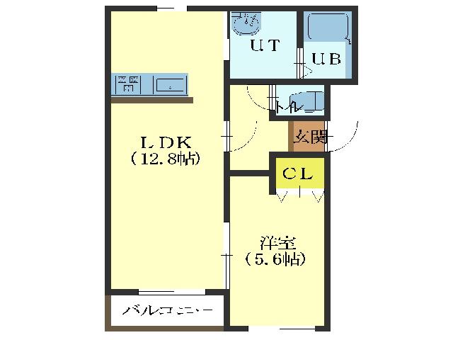 インフィニティ(1LDK/4階)の間取り写真