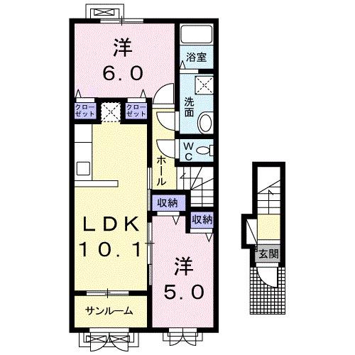 フェリス(2LDK/2階)の間取り写真