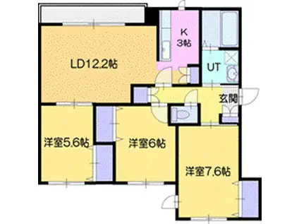 LOUVRE元江別II(3LDK/2階)の間取り写真