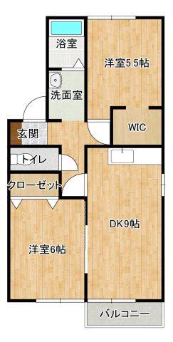 サンセール B (2DK/2階)の間取り写真