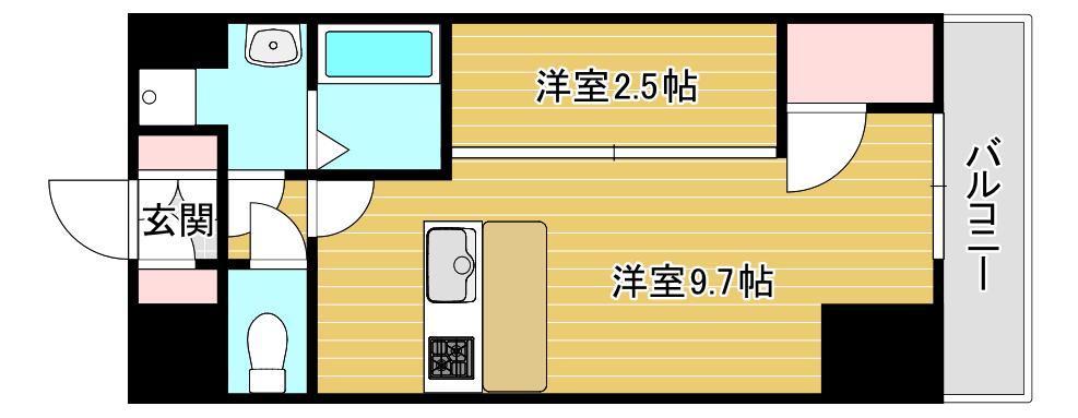 AFFLUENCE難波イースト(1LDK/5階)の間取り写真