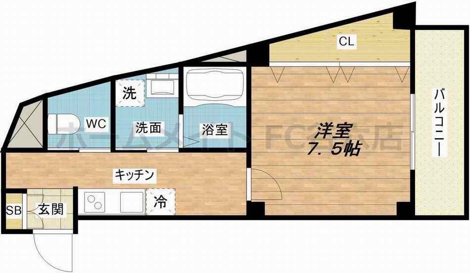 リーブル福島II(1K/3階)の間取り写真