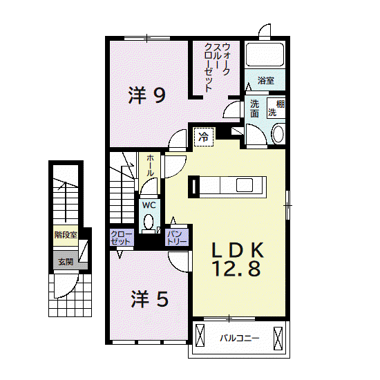 アルヴィータA(2LDK/2階)の間取り写真