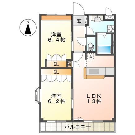 コンフォール・せいら(2LDK/2階)の間取り写真