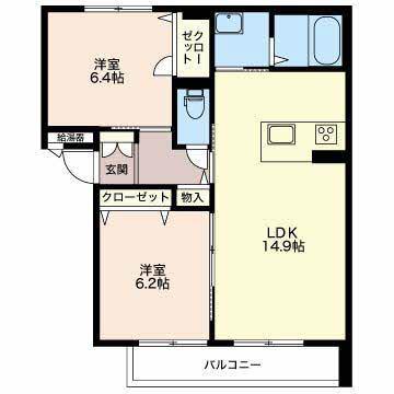 シャーメゾン・フラッグ(2LDK/2階)の間取り写真