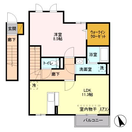 モン ビラージュA(1LDK/2階)の間取り写真