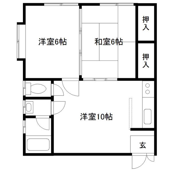 ミツハイツ(2LDK/1階)の間取り写真