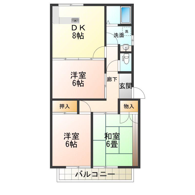 グランドゥール平清水(3DK/2階)の間取り写真
