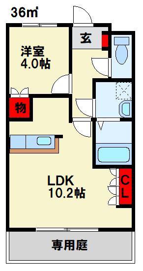 ライブリーさと(1LDK/1階)の間取り写真