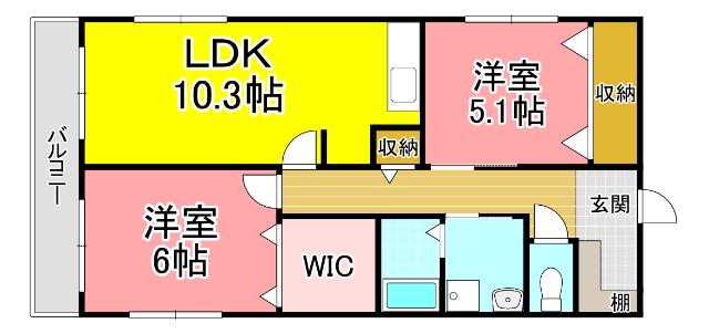NETーK江井島(2LDK/1階)の間取り写真