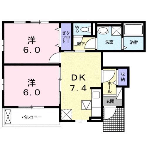 ネオフェリーチェI(2DK/1階)の間取り写真
