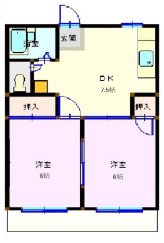 第3加藤マンション(2DK/1階)の間取り写真