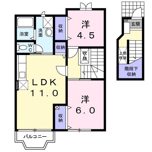 グリーンテラスA(2LDK/2階)の間取り写真