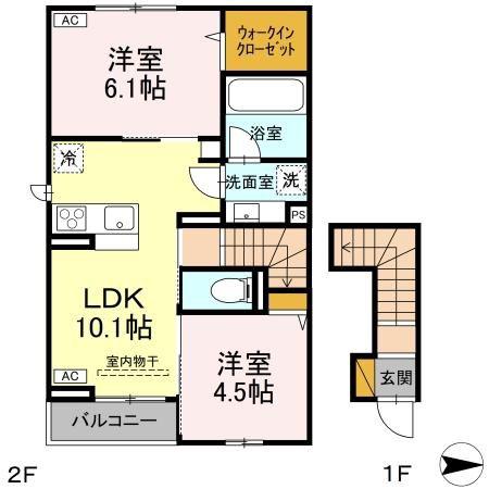T-HAPPILIA(2LDK/2階)の間取り写真