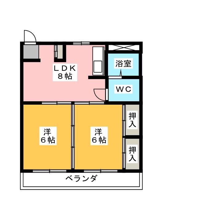 コーポ静岡(2DK/9階)の間取り写真