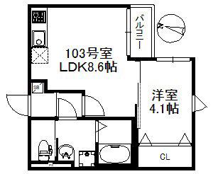 メゾンソレイユ久留米A(1LDK/1階)の間取り写真