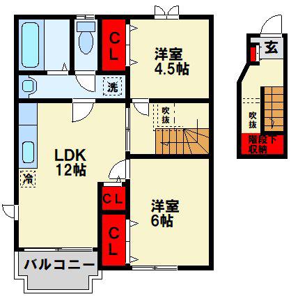 エヌズ・丸ノ内(2LDK/2階)の間取り写真