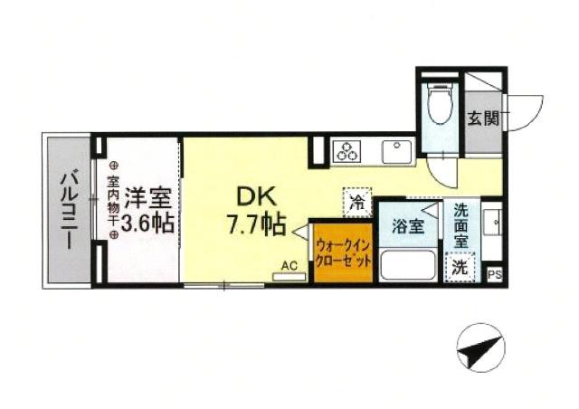 D-ROOMエムツー(1DK/3階)の間取り写真