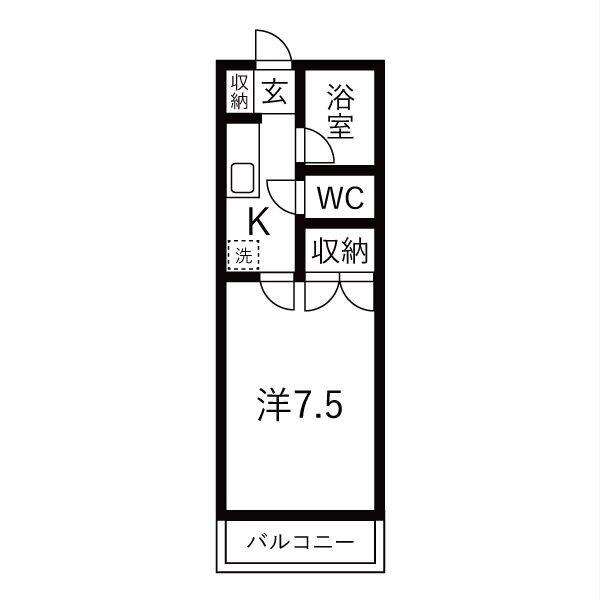 奥田アパートメント1(1K/2階)の間取り写真