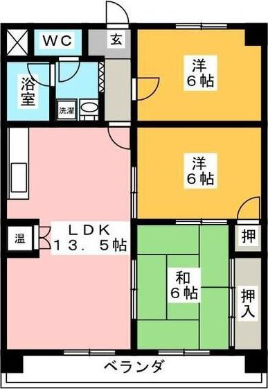 アップヒル野々山ビル(3LDK/2階)の間取り写真