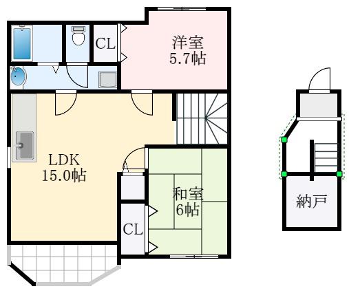サンライズ(2LDK/2階)の間取り写真