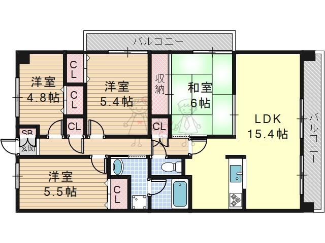 CASSIA南住吉(3SLDK/1階)の間取り写真