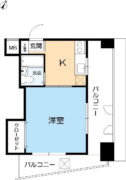 ロマネスク六甲(1K/7階)の間取り写真