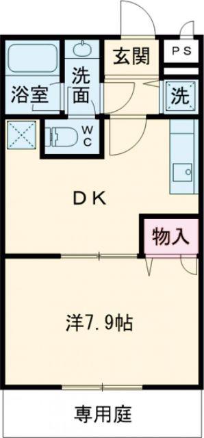 リヴェール弐番館(1DK/1階)の間取り写真