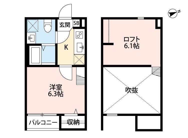 CHOROS(1K/2階)の間取り写真
