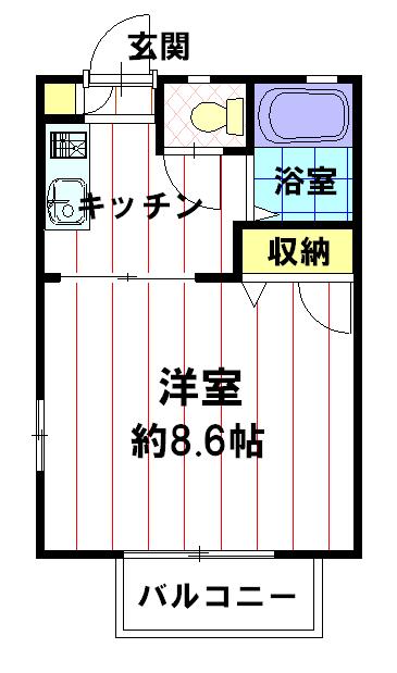 ウエストコート N棟(1K/2階)の間取り写真