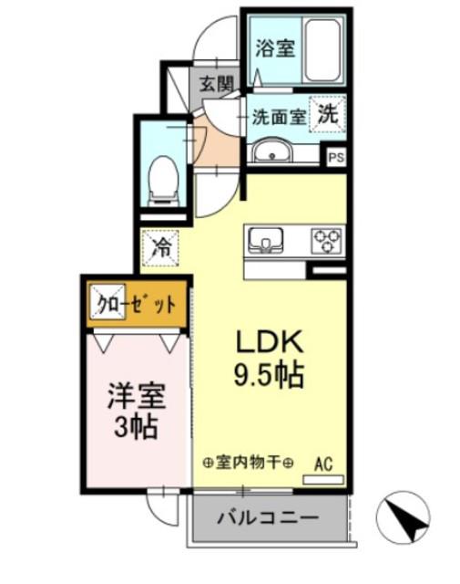 クレール多摩(1LDK/1階)の間取り写真
