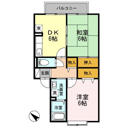 メゾンドアヴニール板宿(2DK/1階)の間取り写真