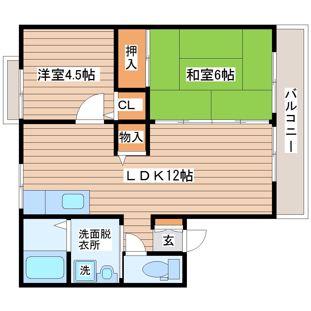 コートルミエールB(2LDK/2階)の間取り写真