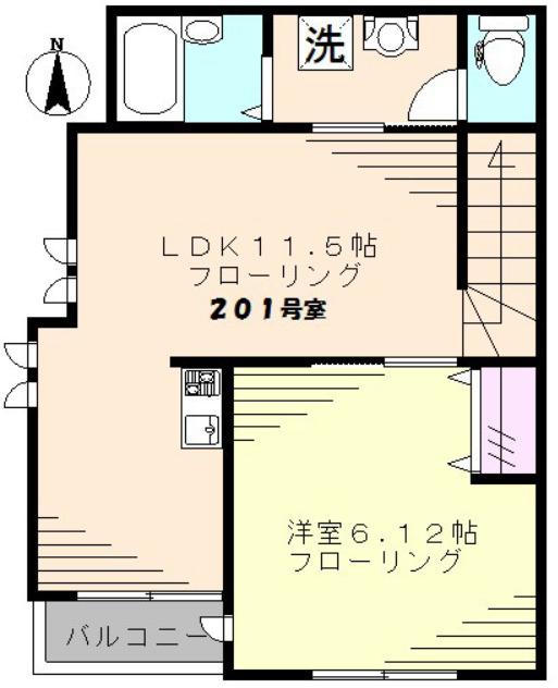 ヨーティアンII(1LDK/2階)の間取り写真