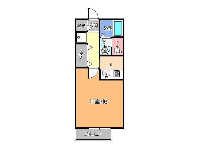 陽だまりハイツ2000B(1K/3階)の間取り写真