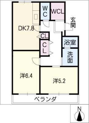 八城マンション(2DK/4階)の間取り写真