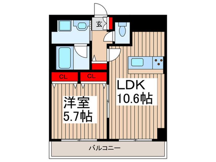オークフルーレ(1LDK/5階)の間取り写真
