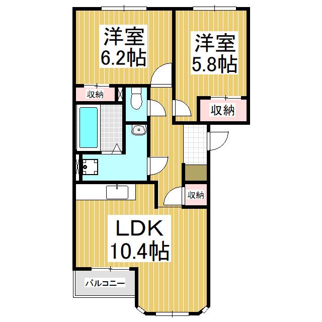ECLATANTSEPT(2LDK/1階)の間取り写真