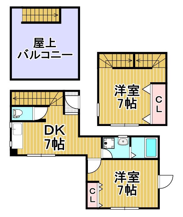 サンジミニアーノハウス(2DK/2階)の間取り写真