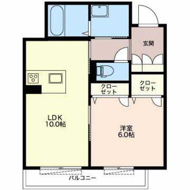 BROWNIE今朝白(1LDK/2階)の間取り写真
