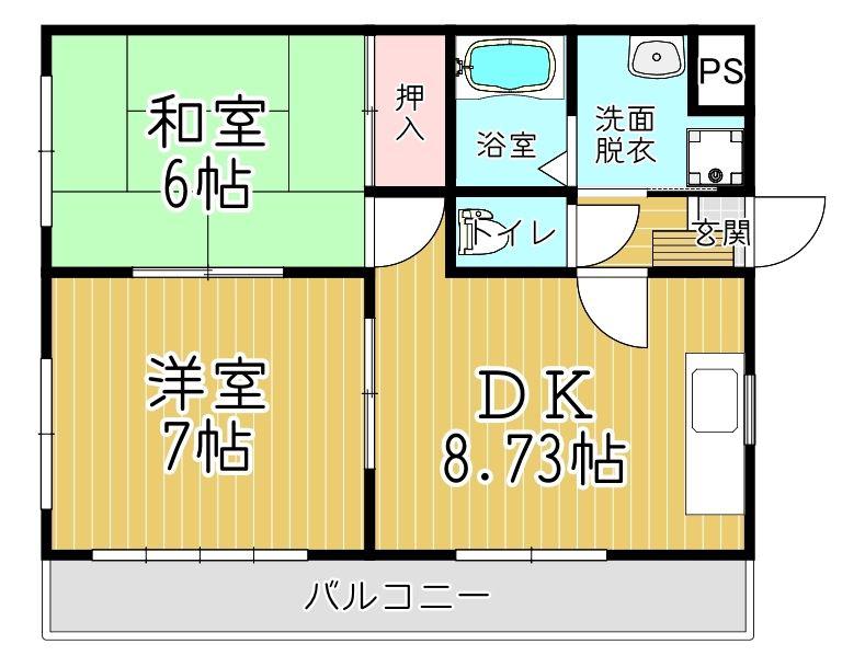 大畑第二マンション(2DK/3階)の間取り写真