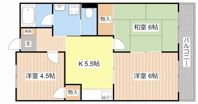 リンピアピュア(3K/2階)の間取り写真
