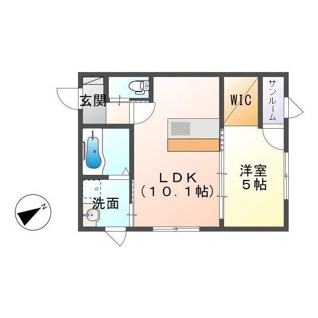 ブルーム(1LDK/1階)の間取り写真
