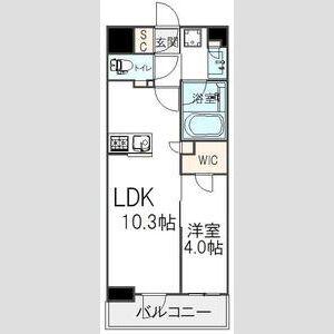 オープンレジデンシア新宿ザ・ハウス(1LDK/1階)の間取り写真