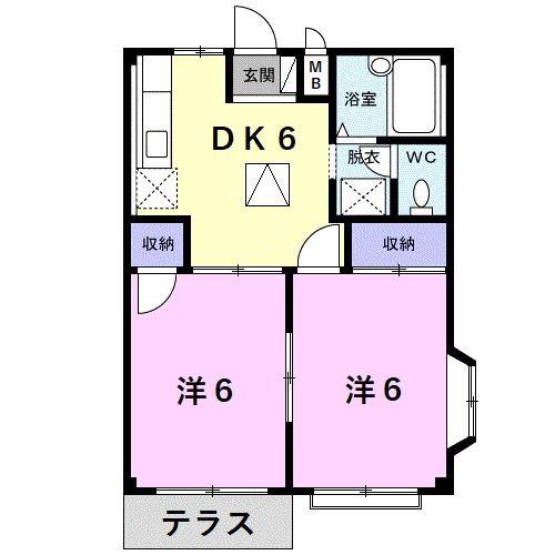 ハイツオリオンA(2DK/1階)の間取り写真
