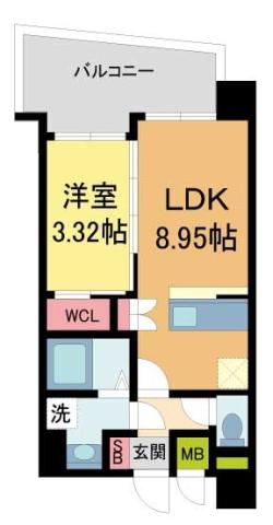 セレニテ甲子園プリエ(1LDK/2階)の間取り写真